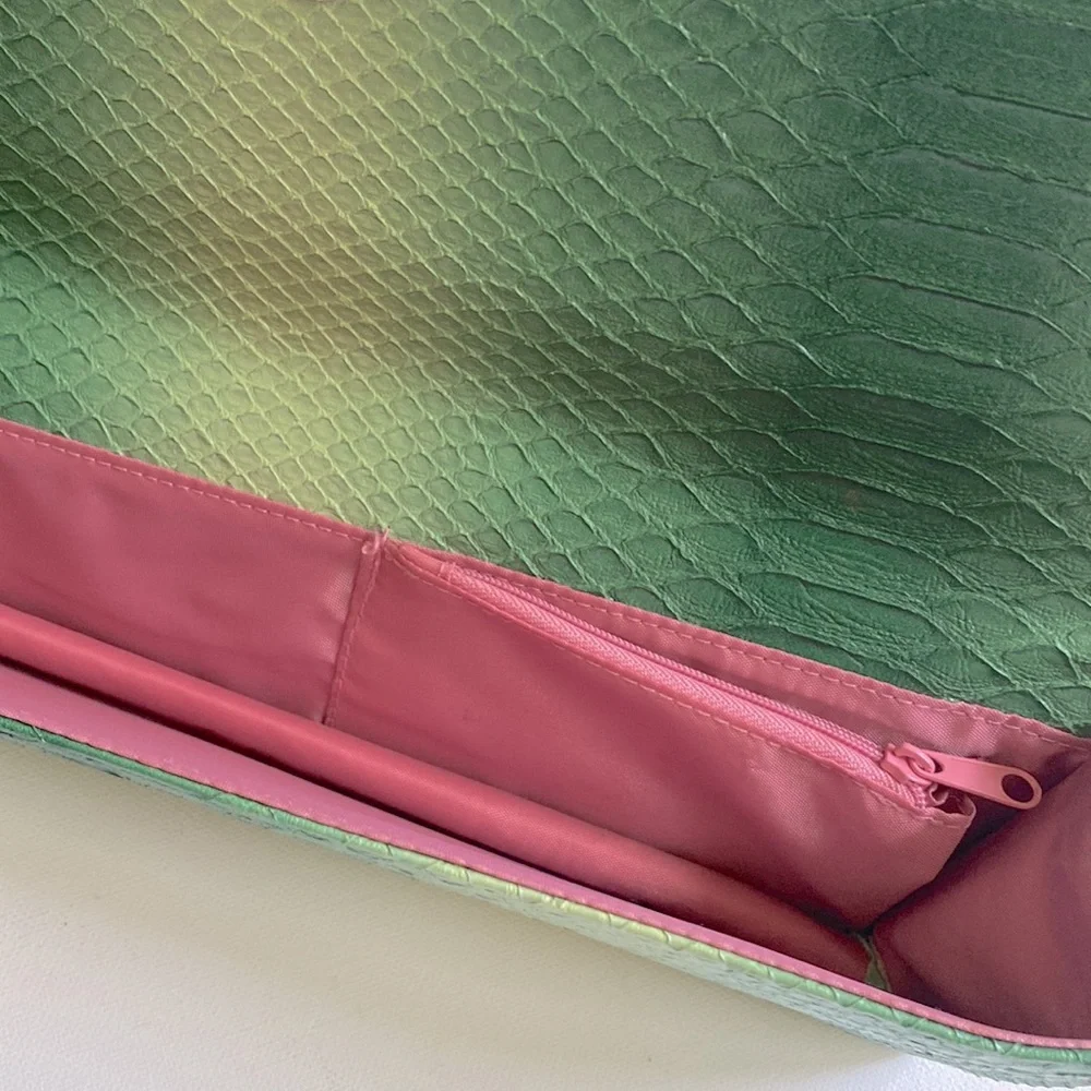 Python‎ asymmetrical green ombré clutch purse